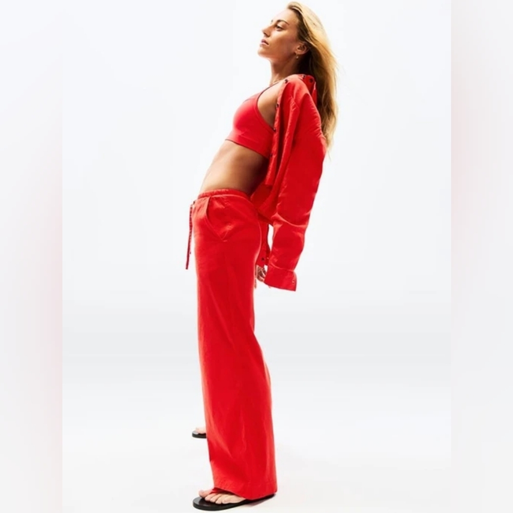 NWT Athleta Paradise Wide Leg Pant Cardinal Red Petite Large